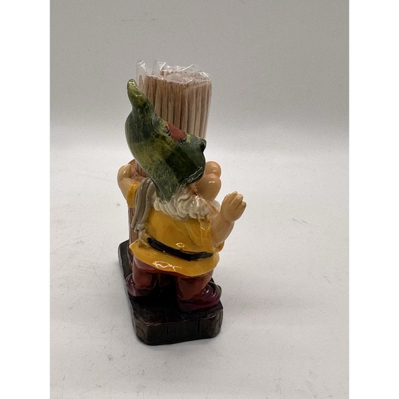 Gnome Toothpick Holder Figurine Rustic Barrel Cute Kitchen Décor 4" Tabletop - Picture 2 of 6